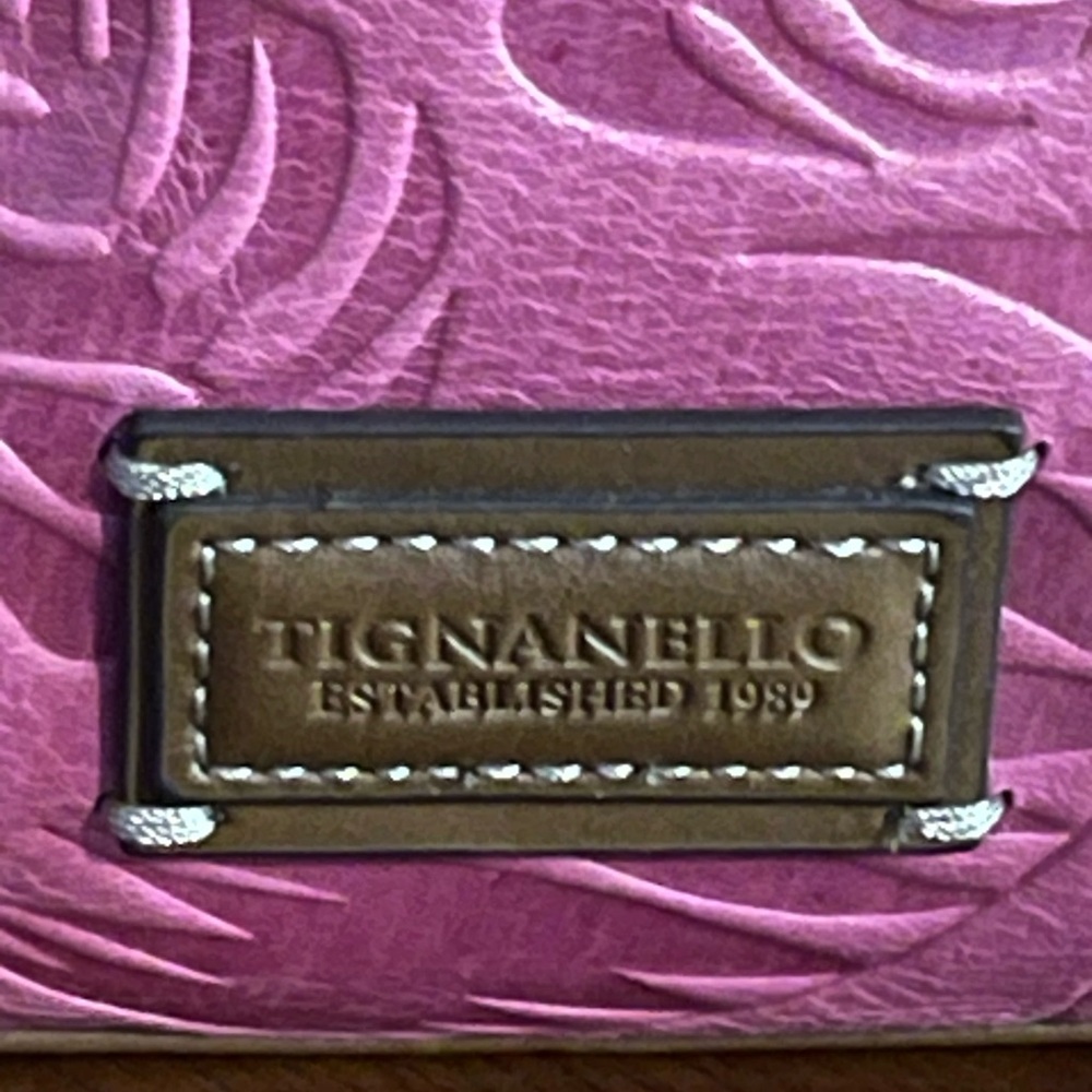 Tignanello Sangria Pink tropical embossed hobo - Picture 9 of 12
